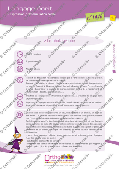 Page 1 de la fiche