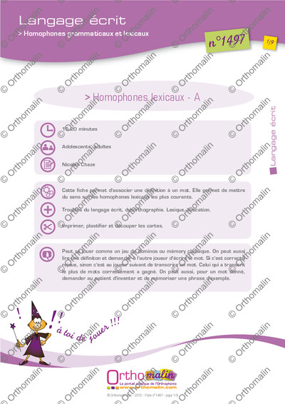 Page 1 de la fiche