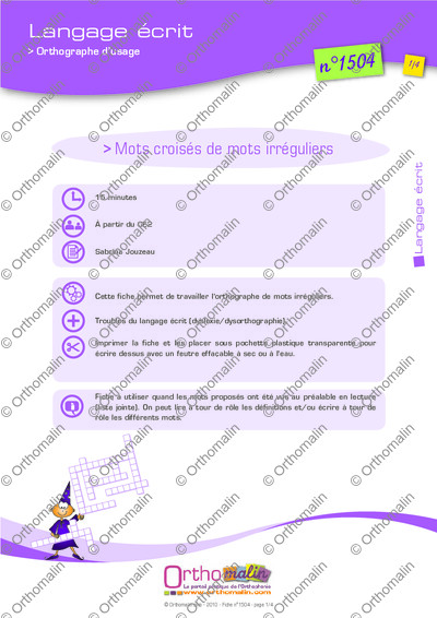 Page 1 de la fiche