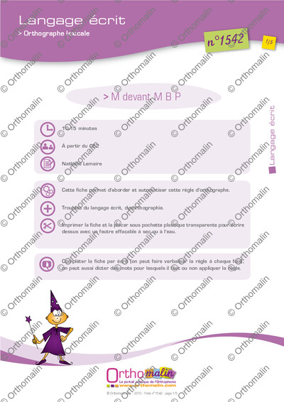 Page 1 de la fiche