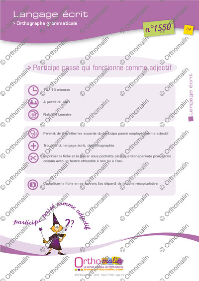 Page 1 de la fiche