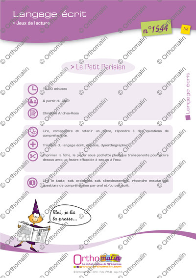 Page 1 de la fiche