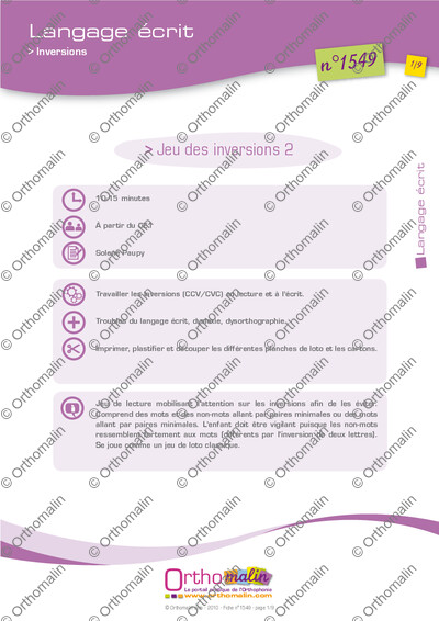 Page 1 de la fiche
