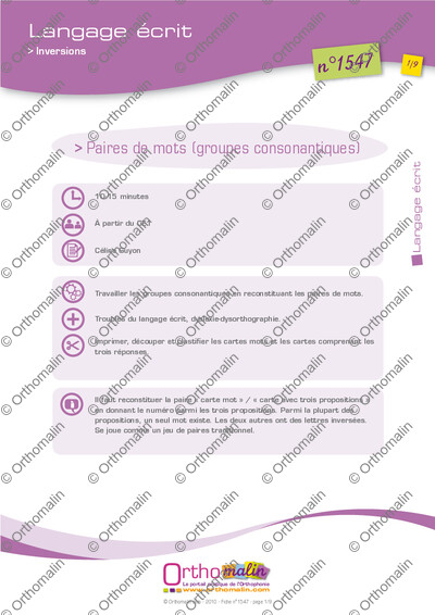 Page 1 de la fiche