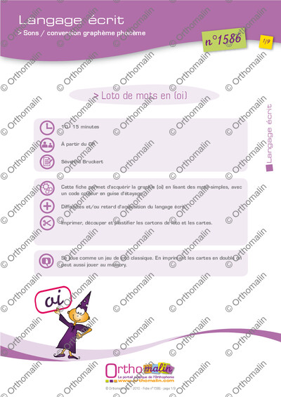 Page 1 de la fiche