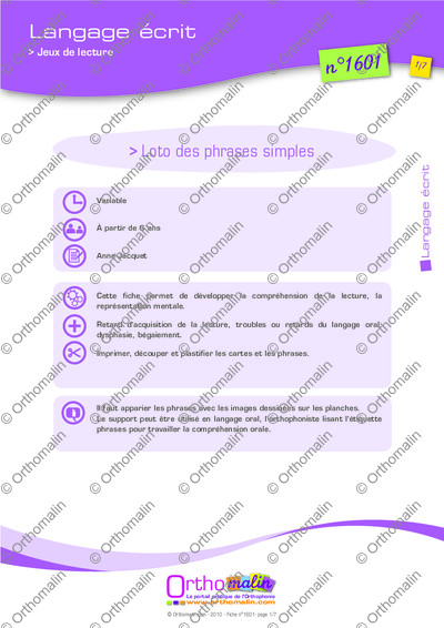 Page 1 de la fiche