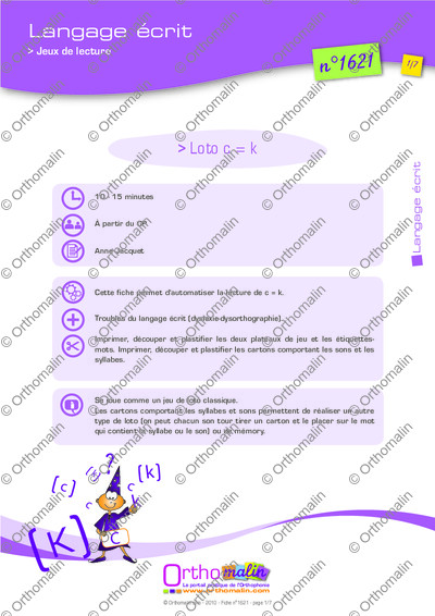 Page 1 de la fiche
