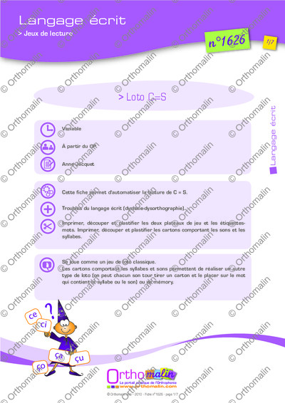 Page 1 de la fiche