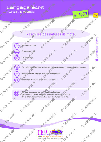 Page 1 de la fiche