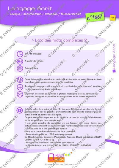 Page 1 de la fiche