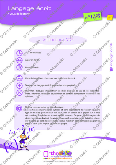Page 1 de la fiche