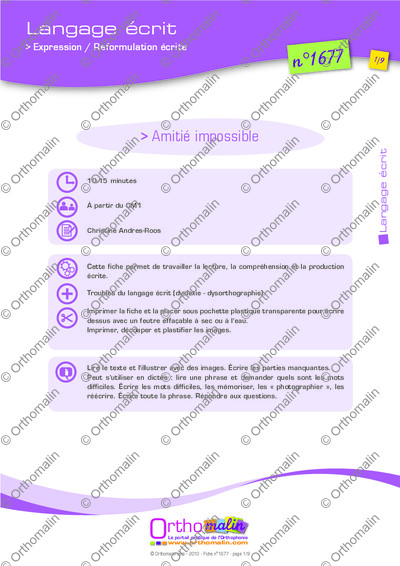 Page 1 de la fiche