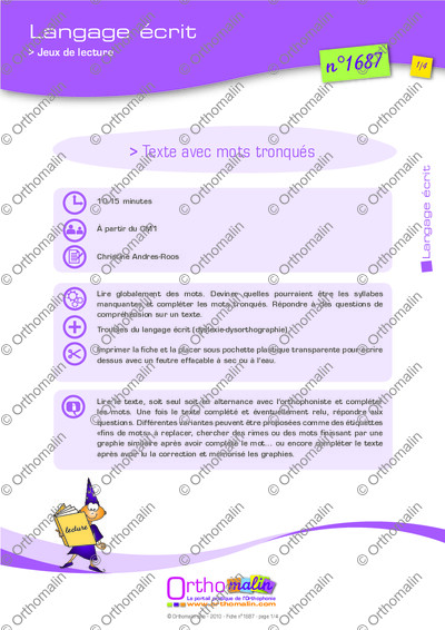 Page 1 de la fiche