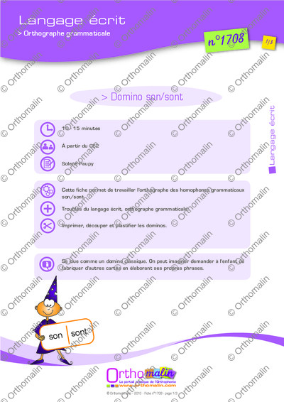 Page 1 de la fiche