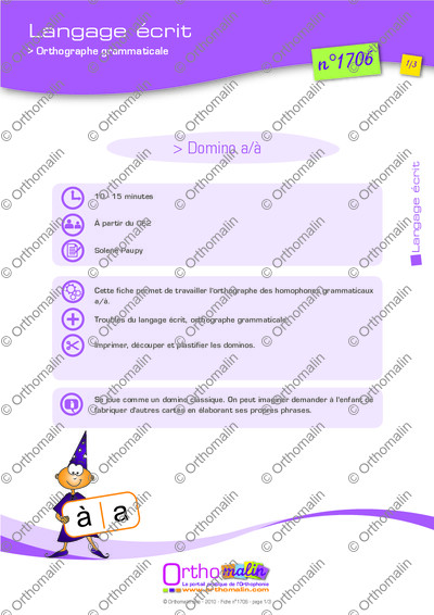 Page 1 de la fiche