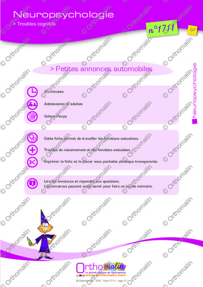 Page 1 de la fiche