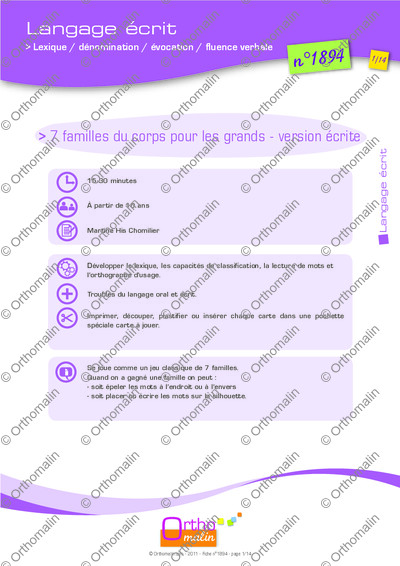 Page 1 de la fiche