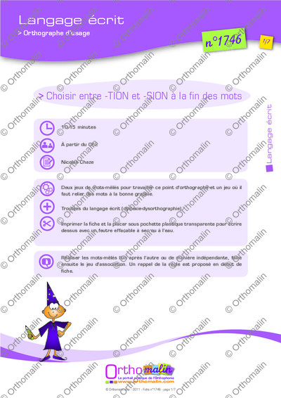 Page 1 de la fiche