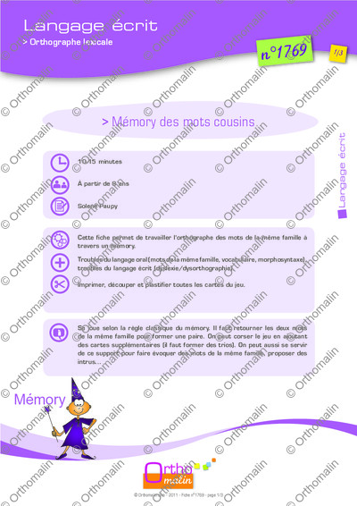 Page 1 de la fiche