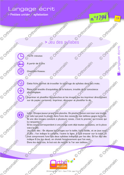 Page 1 de la fiche