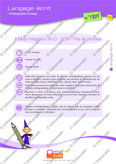 Page 1 de la fiche