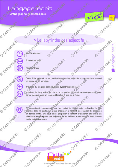 Page 1 de la fiche