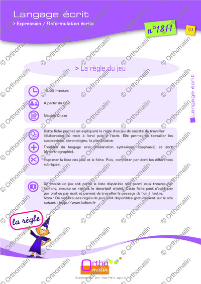 Page 1 de la fiche