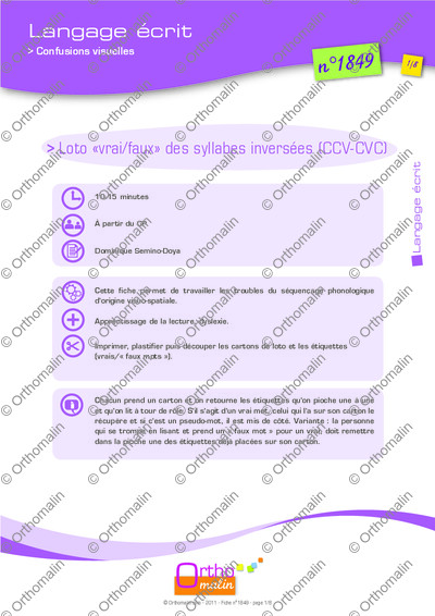 Page 1 de la fiche