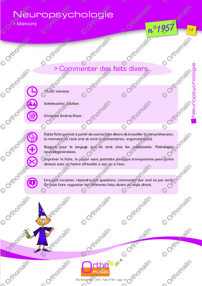 Page 1 de la fiche