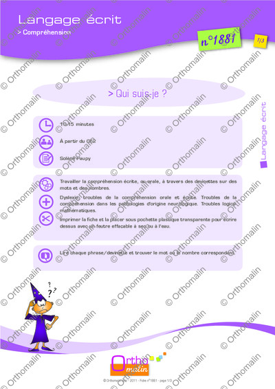 Page 1 de la fiche