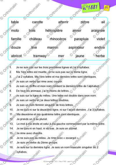 Page 2 de la fiche