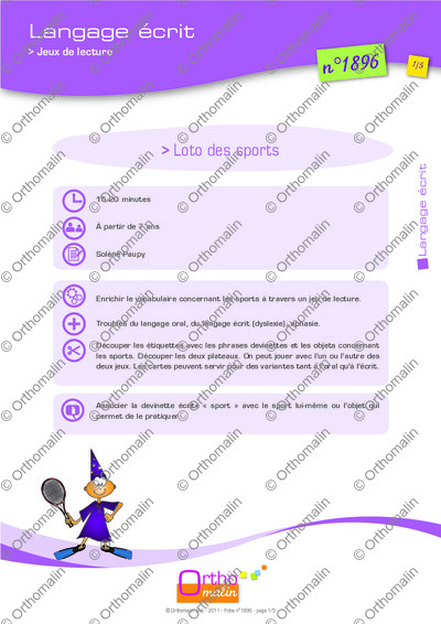 Page 1 de la fiche