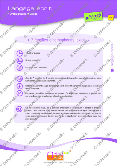 Page 1 de la fiche