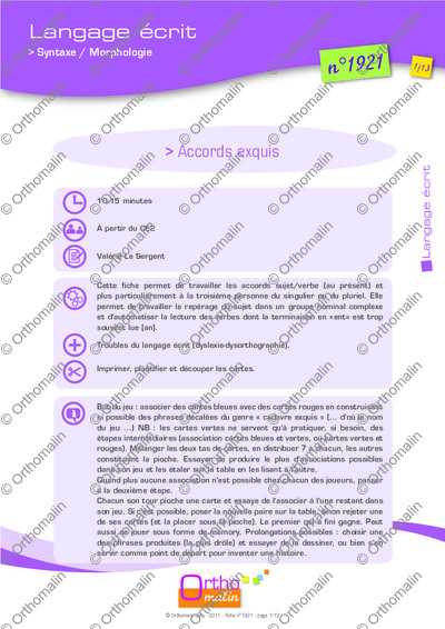 Page 1 de la fiche