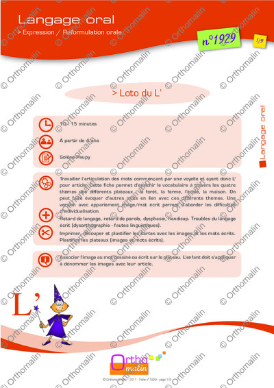 Page 1 de la fiche