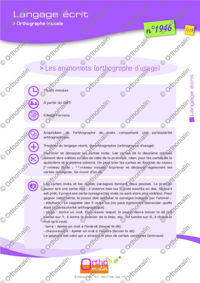 Page 1 de la fiche