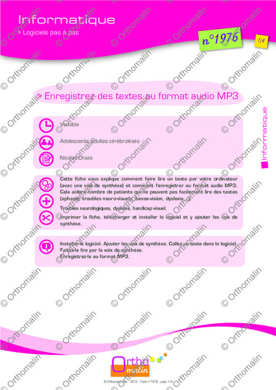 Page 1 de la fiche