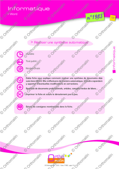 Page 1 de la fiche
