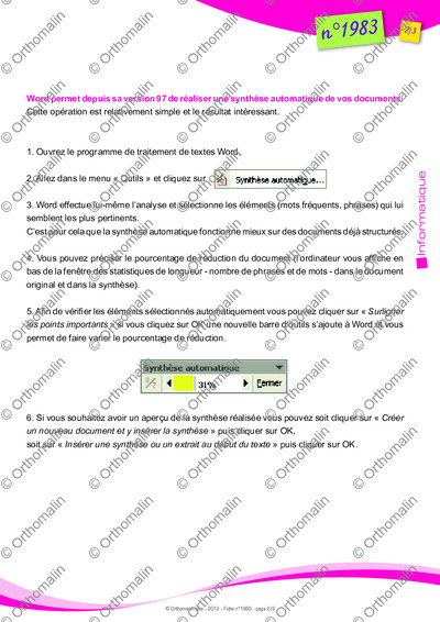 Page 2 de la fiche