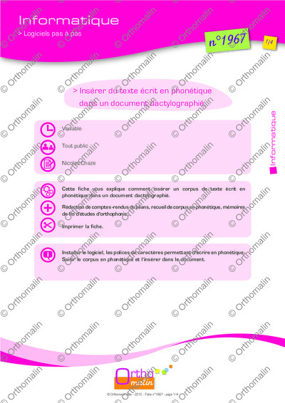 Page 1 de la fiche