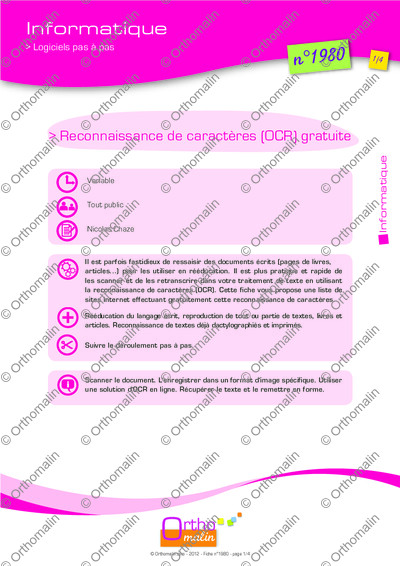 Page 1 de la fiche