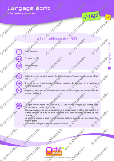 Page 1 de la fiche