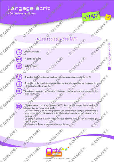 Page 1 de la fiche