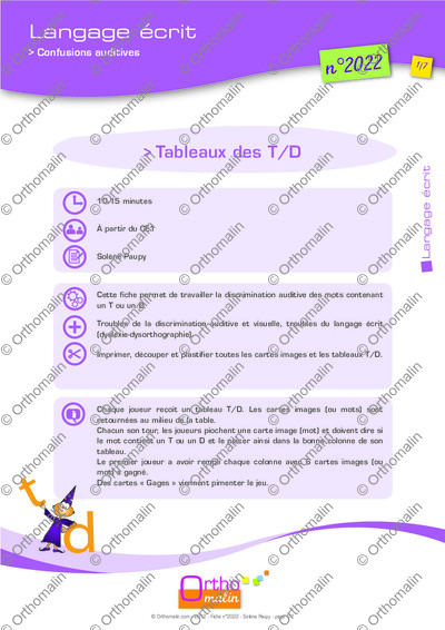 Page 1 de la fiche