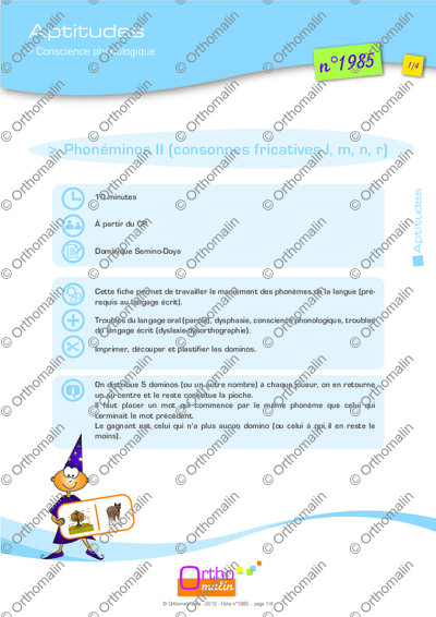 Page 1 de la fiche
