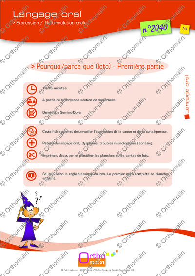 Page 1 de la fiche