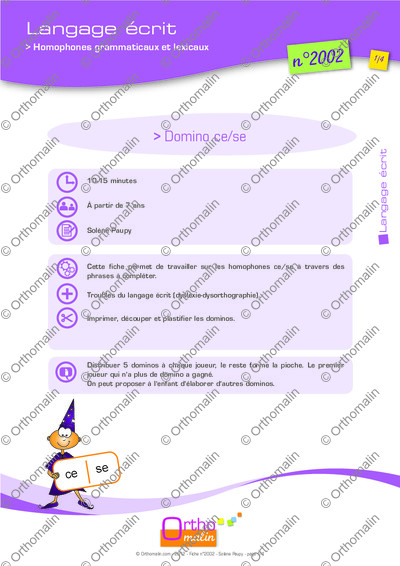 Page 1 de la fiche