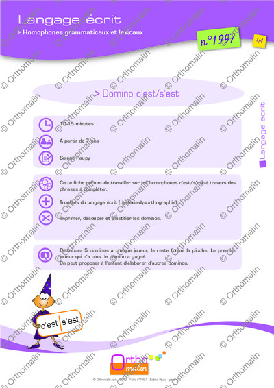 Page 1 de la fiche
