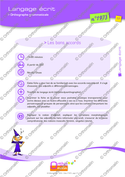 Page 1 de la fiche