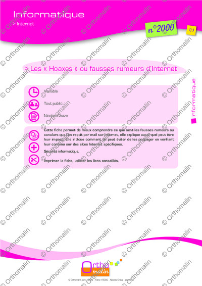 Page 1 de la fiche
